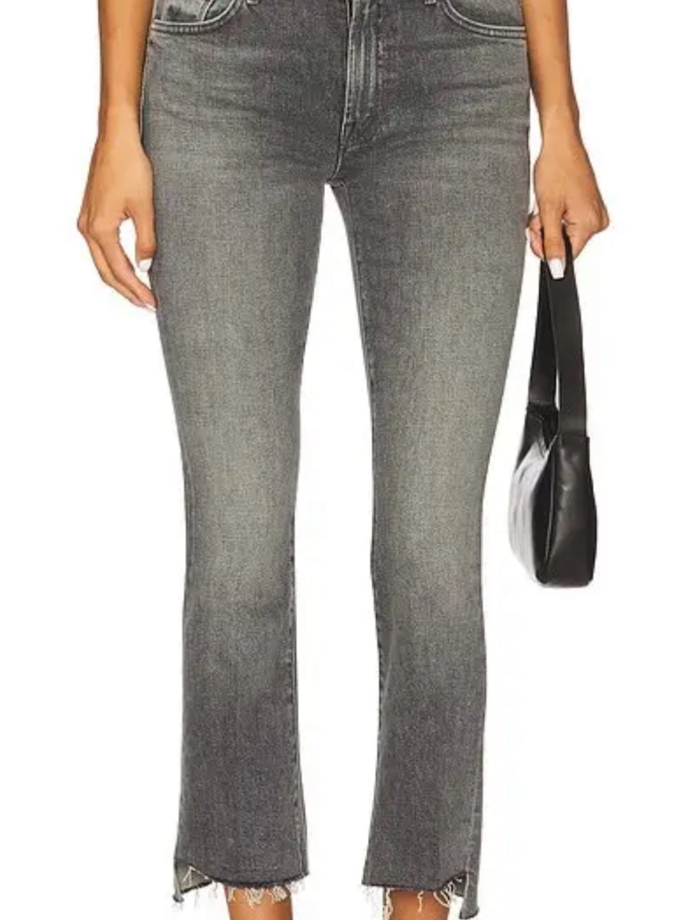 MOTHER Gray Insider Step Fray Slim Ankle Jeans